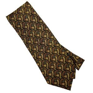 Ermenegildo Zegna Blue Yellow Paisley Patterned Silk Tie
